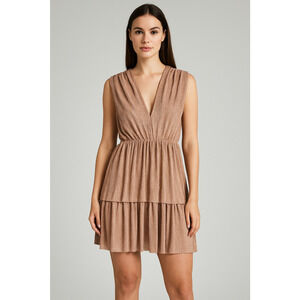 Sabina Musayev Skylar Dress Womens Small Pink Metallic Tiered Cocktail Ballerina